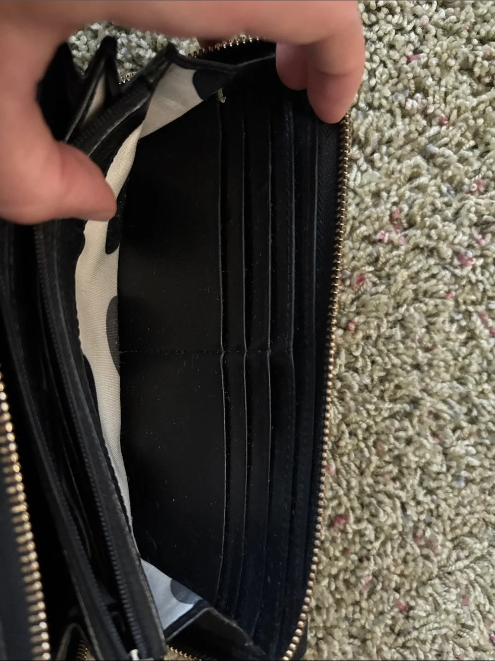 Kate Spade Black Pebbled Leather Zip Around Continental Wallet